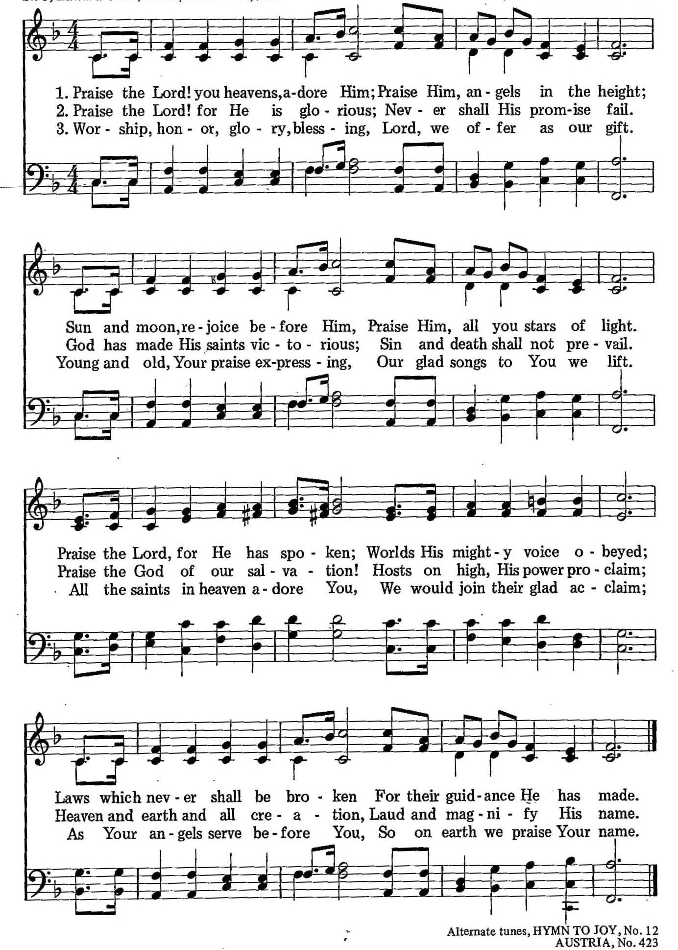 026 – Praise the Lord! You Heavens Adore Him sheet music